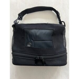 Black Canvas Small Animal Pet Carrier Bag Mesh Windows Travel Tote